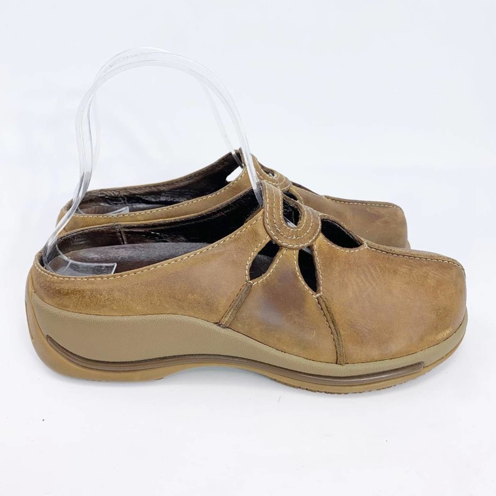 Dansko Womens 4001-061200 Brown Leather Round Toe Slip On Mules Size US 8
